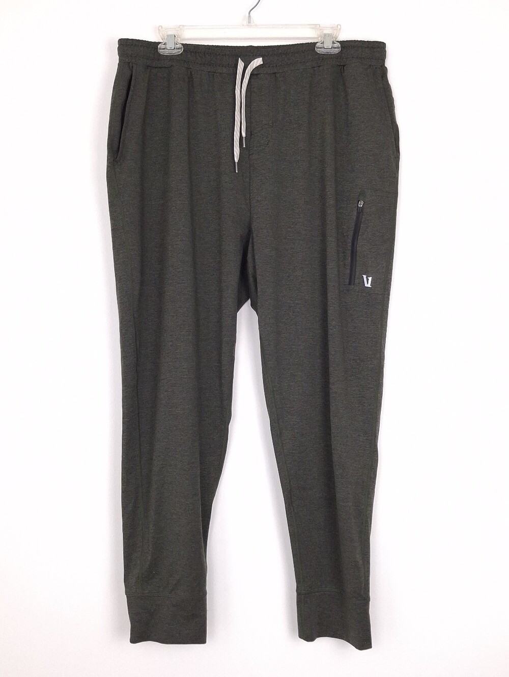 Vuori Sunday Performance Jogger pants stretch wicking zip pockets olive green